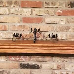 Vintage Candle Holder Black Wrought Iron, Column Candelabra Arms